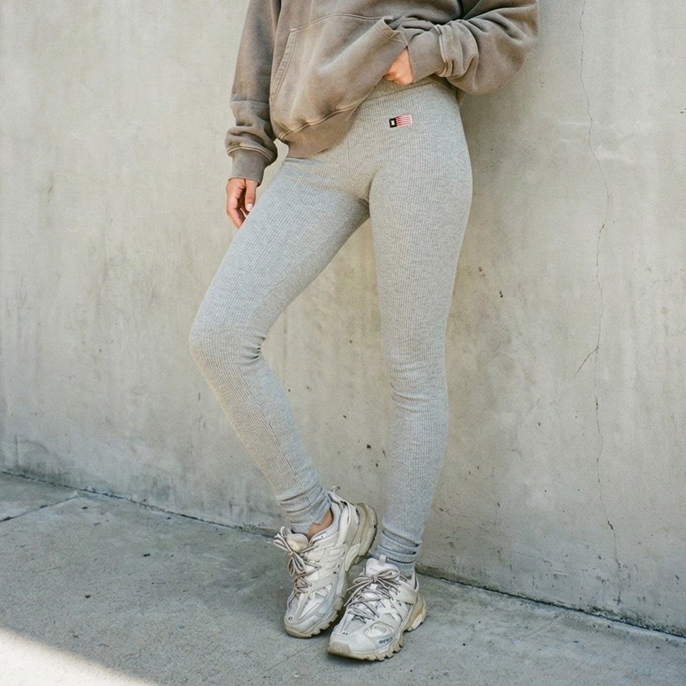 Honor the Gift Ribbed Leggings Womens Small Gray Athletic Split‎ Ankle Gym